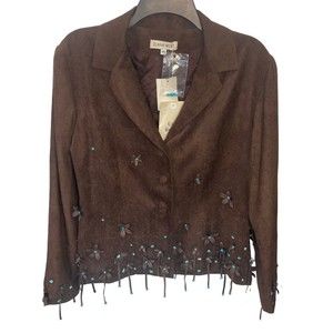 Vintage Ilana Wolf Button Up Blazer Western Embellished‎ Size Medium